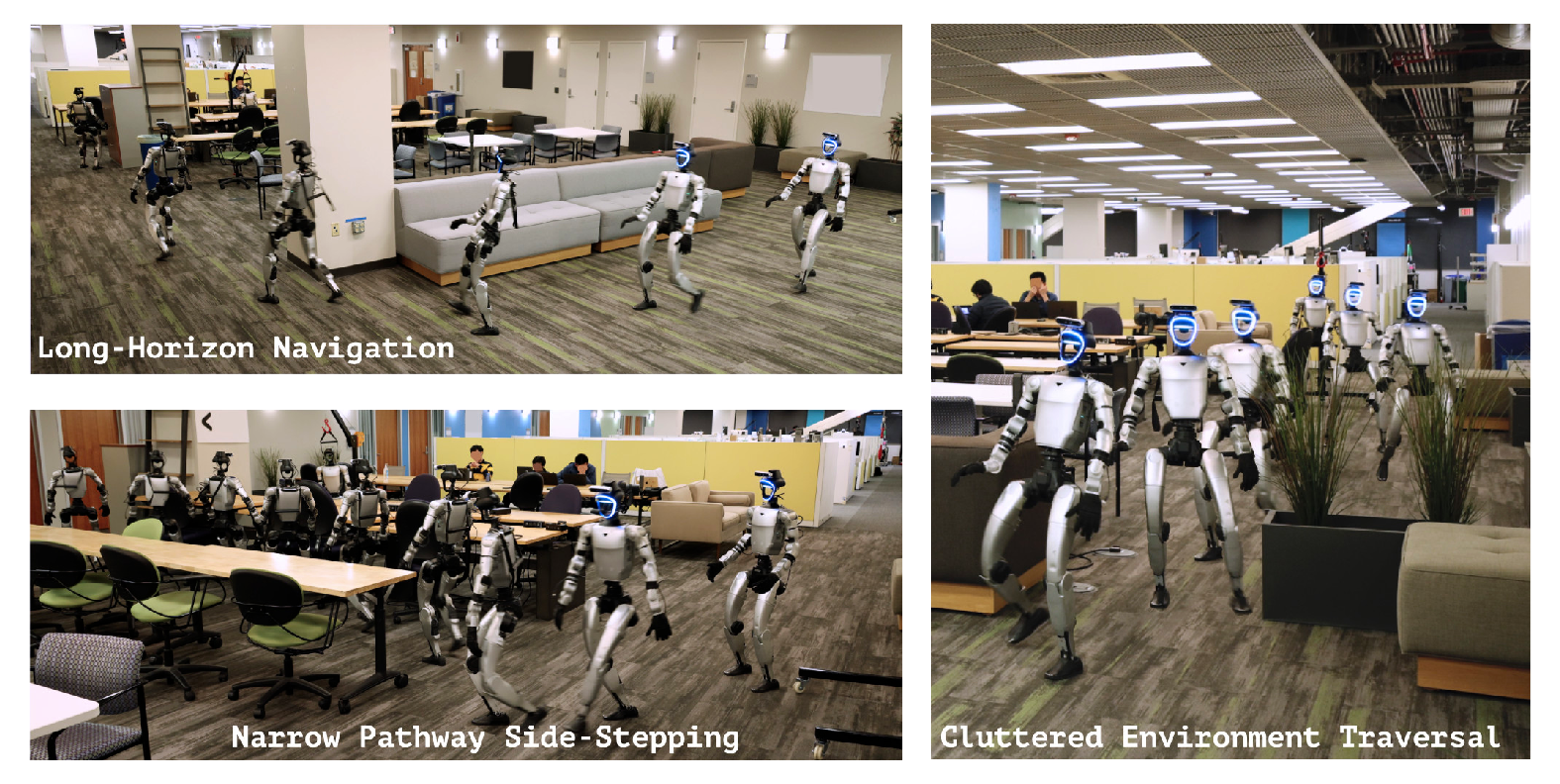 Real-world humanoid navigation results.